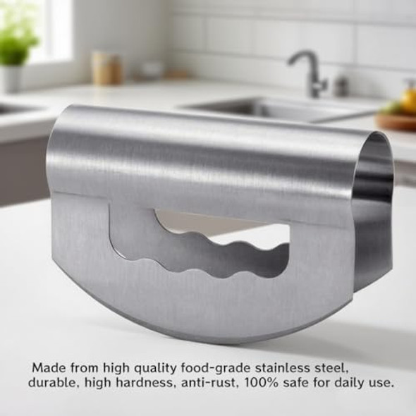 Salad Chopper With Protective Cover - Double Blade Salad Cutter Stainless Steel Mezzaluna Chopper Knife For Lettuce Salad And Vegetable Mincing Salad Chopper With Protective Cover - Double Blade Salad Cutter Stainless Steel Mezzaluna Chopper Knife For Lettuce Salad And Vegetable Mincing