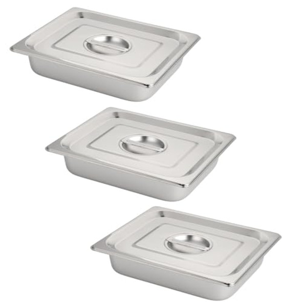 3 Pack Hotel Pans Half Size With Lid 2.5 Inch Deep Steam Table Pans For Restaurant Cafeteria Party Catering Stainless Steel Anti-Jamming Steam Pan Food Pans 3 Pack Hotel Pans Half Size With Lid 2.5 Inch Deep Steam Table Pans For Restaurant Cafeteria Party Catering Stainless Steel Anti-Jamming Steam Pan Food Pans