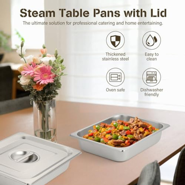 3 Pack Hotel Pans Half Size With Lid 2.5 Inch Deep Steam Table Pans For Restaurant Cafeteria Party Catering Stainless Steel Anti-Jamming Steam Pan Food Pans 3 Pack Hotel Pans Half Size With Lid 2.5 Inch Deep Steam Table Pans For Restaurant Cafeteria Party Catering Stainless Steel Anti-Jamming Steam Pan Food Pans
