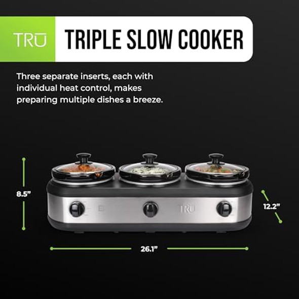 Tru Triple Buffet Server Three 2-1/2-Quart Removable Inserts Tru Triple Buffet Server Three 2-1/2-Quart Removable Inserts