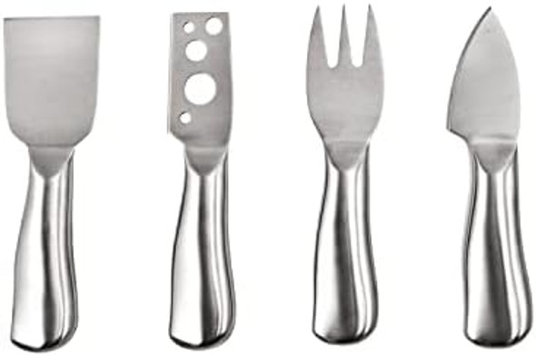 True Gourmet 4-Piece Stainless Steel Cheese Knife Set With Acacia Wood Handles For Charcuterie Board Includes 3 Knives & 1 Fork Hosting Essentials