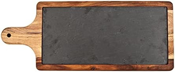 Twine Acacia Wood And Slate Cheese Board Paddle Charcuterie Board Slate Serving Board 17.8"X7.1" Gourmet Set Twine Acacia Wood And Slate Cheese Board Paddle Charcuterie Board Slate Serving Board 17.8"X7.1" Gourmet Set