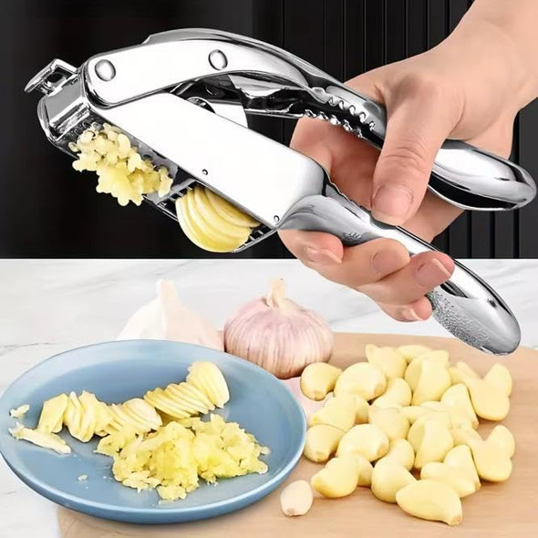 Premium Stainless Steel Garlic Press 2 In 1 Ginger Press And Walnut Crusher Set Mince And Peel Garlic – Essential Kitchen Tool For Home Cooks And Chefs.