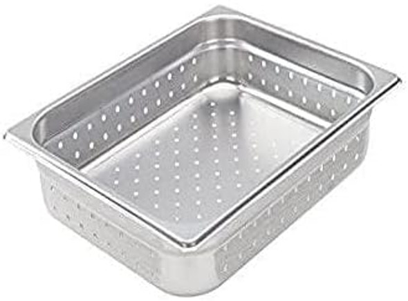 Winco Half Size 2.5" Deep Metal Food Pan/Steam Table Pan Perforated 22 Gauge Winco Half Size 2.5" Deep Metal Food Pan/Steam Table Pan Perforated 22 Gauge