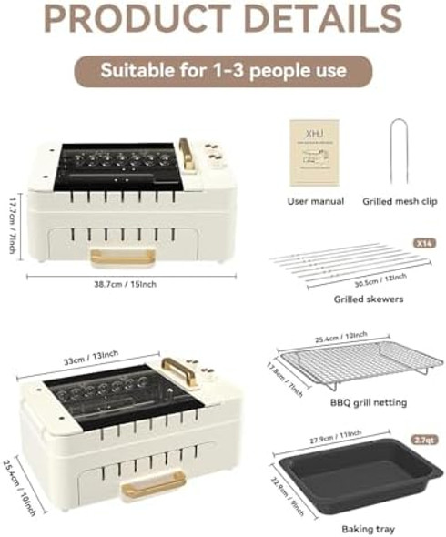 Indoor Bbq Kabob Skewers GrillSmokeless Auto 360° Rotating Electric Barbecue Skewers Rotisserie3 In 1 Indoor Electric Tabletop Grill With Removable LidDual Zone Cooking