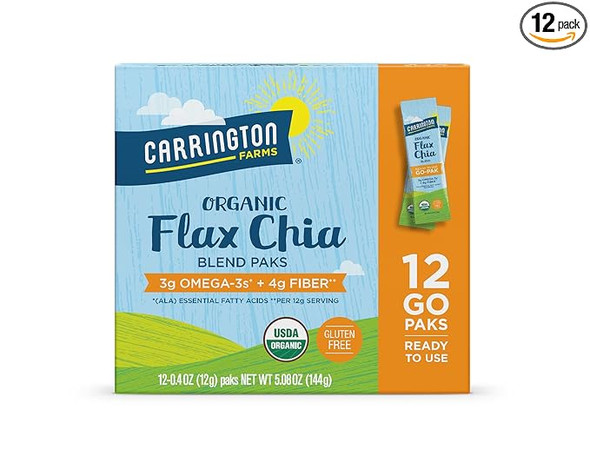Carrington Farms Organic Flax Chia Packs  0.4 Ounce Pack of 12  Gluten-Free  Ready-to-Eat Omega-3 and Fiber Rich Non-GMO Perfect for Smoothies Oatmeal Salads High in Protein Carrington Farms Organic Flax Chia Packs  0.4 Ounce Pack of 12  Gluten-Free  Ready-to-Eat Omega-3 and Fiber Rich Non-GMO Perfect for Smoothies Oatmeal Salads High in Protein