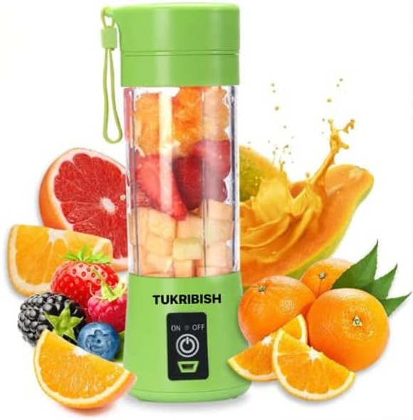 Portable Blender For Shakes And Smoothies Cordless Personal Mini Travel Fruit Juicer Cup Mixer Electric Smoothie Blender Maker 13Oz Bottles Usb Rechargeable (Green)