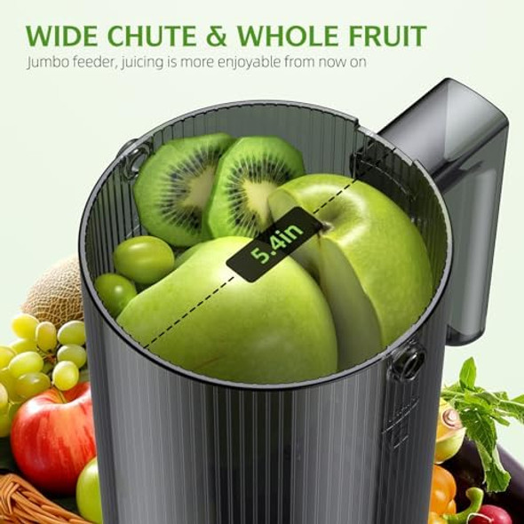 Juicer Machines Cold Press Juicer With 5.4" Extra Large Feed Chute Slow Masticating Juicer For Whole Vegetables And Fruits High Juice Yield Easy To Clean.