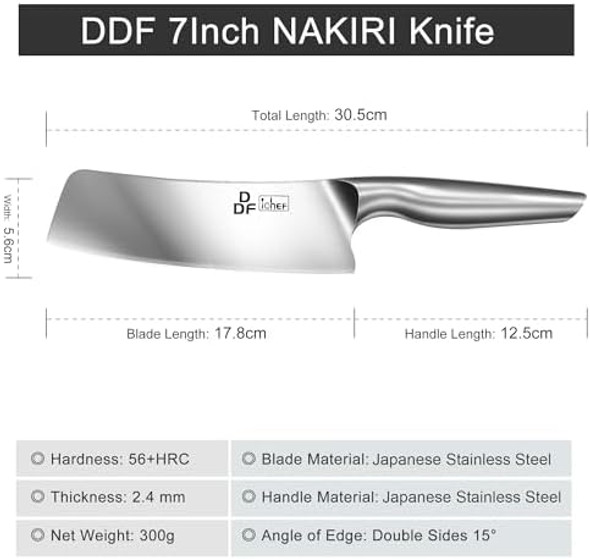 Ddf Iohef Kitchen Knife Chef'S Knife In Japanese Stainless Steel Professional Santoku Cooking Knife 7 Inch Non-Slip Ultra Sharp Knife With Ergonomic Handle