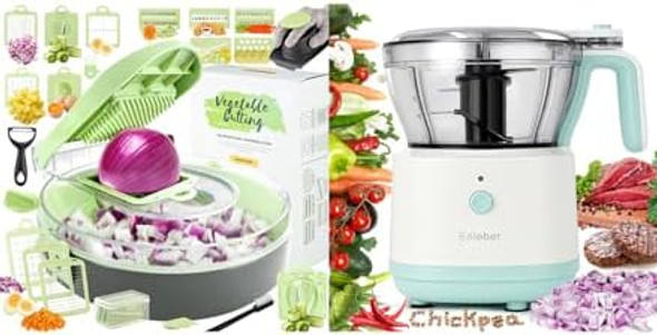 Food Processor Electric Food Chopper Vegetable Chopper Slicer Chopp Slice Mince Grind And Puree Onion Chopper Kitchen Vegetable Slicer Dicer Cutter For Baby Food  and Family Use