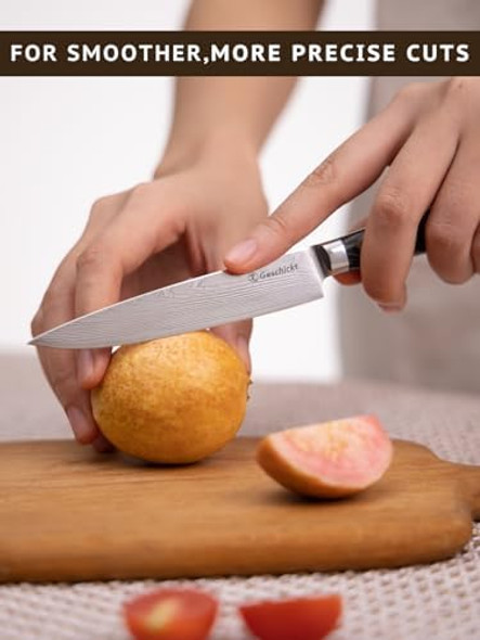 Utility Knife 4.5 Inch Ultra Sharp Knife Forged From Precision High Carbon Stainless Steel Pakkawood Handle Professional Full Tang