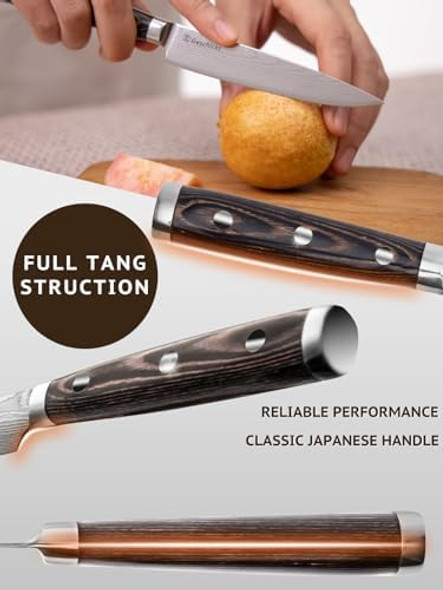 Utility Knife 4.5 Inch Ultra Sharp Knife Forged From Precision High Carbon Stainless Steel Pakkawood Handle Professional Full Tang