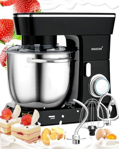 Migecon Stand MixerStainless Steel Bowl Portable Lightweight Kitchen Mixer Dough Hook Flat Beater Attachments Splash Guard 10 Speeds With Whisk 5.26 Qt Black Migecon Stand MixerStainless Steel Bowl Portable Lightweight Kitchen Mixer Dough Hook Flat Beater Attachments Splash Guard 10 Speeds With Whisk 5.26 Qt Black