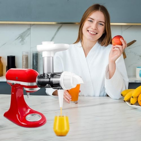 Masticating Juicer Attachment For Kitchen Aid Stand Mixers Masticating Juicer AccessoriesSlow Juicer Attachment For All Models Kitchenaid Juicer Mixers And Cuisinart (White)
