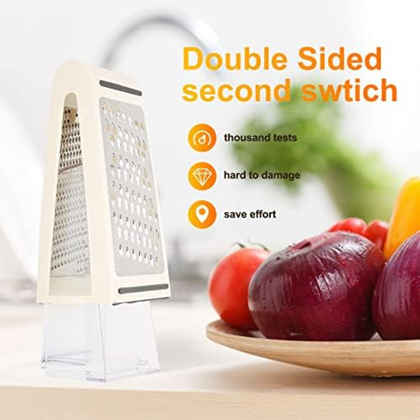 Cheese Grater Multipurpose Kitchen Box Graters With Double Sided Removable Container Professional Box Grater For Cheese Vegetables Ginger Garlic