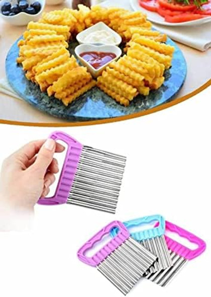Potato Crinkle Cutter Carrot Vegetable French Fry Potato Cheese Slicer Stainless Steel Crinkle Cutting Tool 1 Piece Potato Crinkle Cutter Carrot Vegetable French Fry Potato Cheese Slicer Stainless Steel Crinkle Cutting Tool 1 Piece