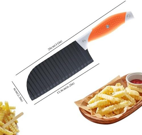 Crinkle Cutter For Veggies Crinkle Cut Knife For French Fry Vegetable Potato Cucumber Carrot And Fruit Stainless Steel Wave Fries Cutter Slicer With Ergonomic Handle Dishwasher Safe Crinkle Cutter For Veggies Crinkle Cut Knife For French Fry Vegetable Potato Cucumber Carrot And Fruit Stainless Steel Wave Fries Cutter Slicer With Ergonomic Handle Dishwasher Safe