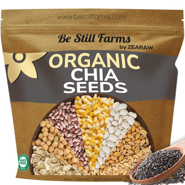 Be Still Farms Black Chia Seeds Organic 30 oz Chia Seeds Non GMO Certified USA - Ideal to Ground or Add to Smoothies Pudding, Bars - High in Protein and Fiber Superfood  Vegan  Gluten Free