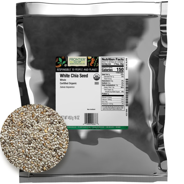 Frontier Bulk Chia Seed  White Whole  Organic 1 Pound