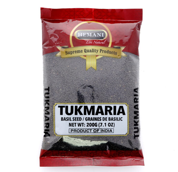 HEMANI Basil Seeds 7.1 OZ 200g  Tukmaria  Thai Basil Seeds - 2X More Nutritious Than Chia Seeds AKA Sabja Seed  Tulsi Beej  Tukmariya
