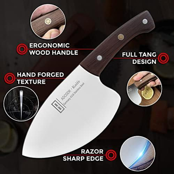 Cleaver Heavy Duty Fish Knives Professional Fillet Viking Cutting Boning Seafood Meat Kitchen Special Sharp Tuna Butcher Knife Full Tang With Sheath