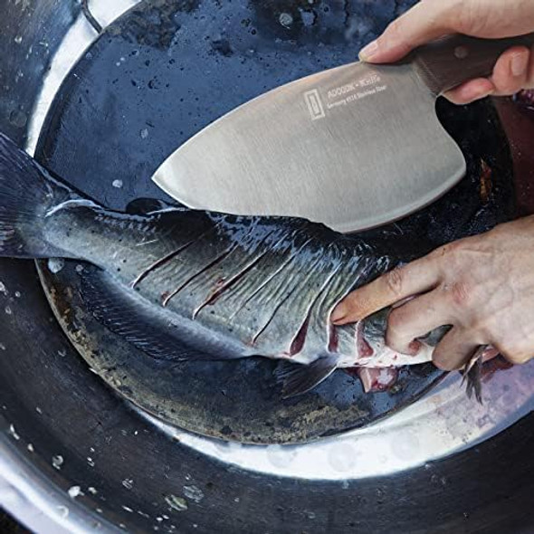 Cleaver Heavy Duty Fish Knives Professional Fillet Viking Cutting Boning Seafood Meat Kitchen Special Sharp Tuna Butcher Knife Full Tang With Sheath
