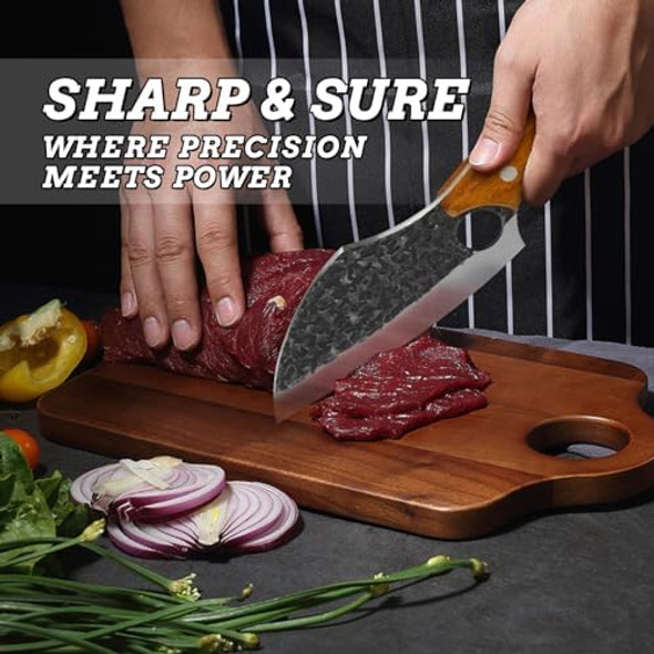 Chef KnifeUltra Sharp And Strong Japanese Butcher KnifeHand Forged Professional Chefs Knife With SheathMeat Cutting Kitchen Knife For Home Bbq Camping Outdoor