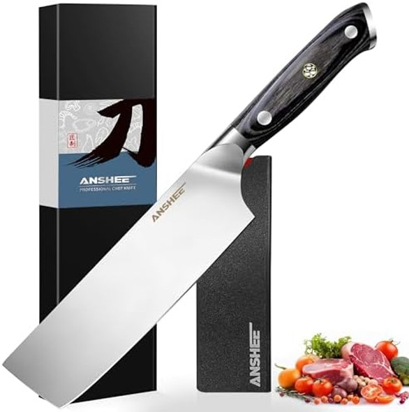 7 Inch Nakiri Cleaver Knife And 6 Inch Boning Knife Set With Sheath