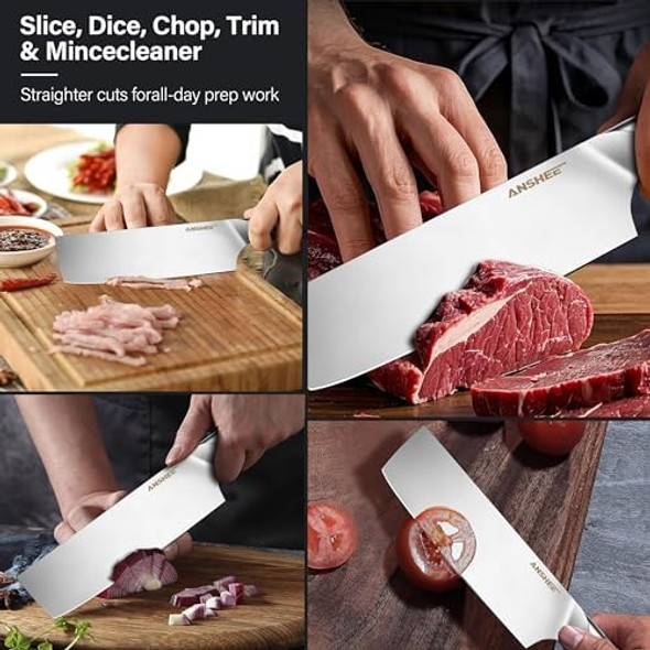 7 Inch Nakiri Cleaver Knife And 6 Inch Boning Knife Set With Sheath