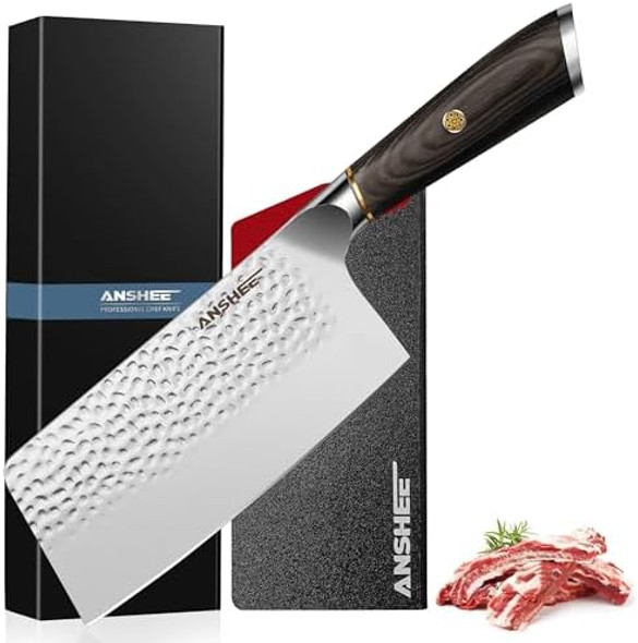 7 Inch Cleaver Knife And 5 Inch Fruit Knife Set With Sheath