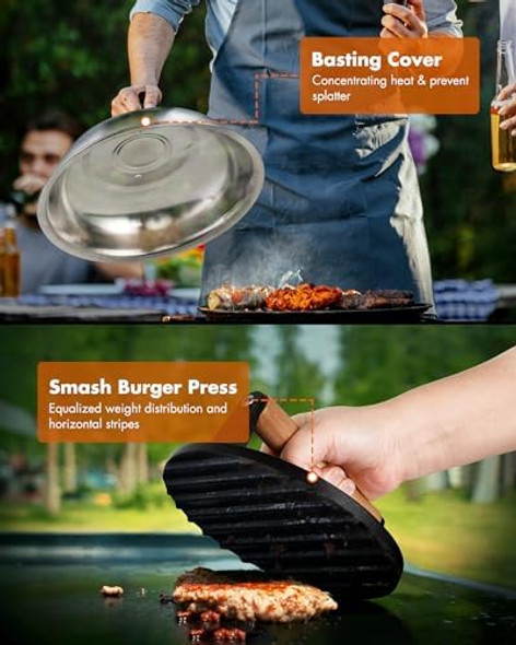 Griddle Accessories Kit - 136Pcs Flat Top Grill Accessories For Blackstone And Camp Chef Metal Spatula Tools Set With Burger Press Scraper Tongs Carry Bag For Outdoor Grilling Bbq Cooking
