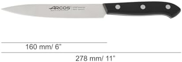 Arcos Kitchen Knife 6 Inch Nitrum Stainless Steel. 160 Mm Blade. Polyoxymethylene (Pom) Handle. Color Black