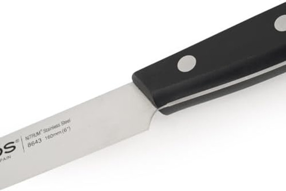 Arcos Kitchen Knife 6 Inch Nitrum Stainless Steel. 160 mm Blade. Polyoxymethylene (POM) Handle. Color Black