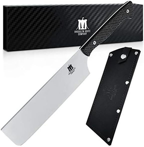 Brooklyn Knife Co. Cleaver Nakiri Butcher Knife - Carbon Fiber Series - Japanese Aus-08 Hc Super Steel -Sheath 7-Inch Brooklyn Knife Co. Cleaver Nakiri Butcher Knife - Carbon Fiber Series - Japanese Aus-08 Hc Super Steel -Sheath 7-Inch