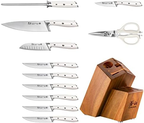 Cangshan Alps Series 1026672 German Steel Forged 12-Piece Knife Block Set Acacia (Black) Cangshan Alps Series 1026672 German Steel Forged 12-Piece Knife Block Set Acacia (Black)