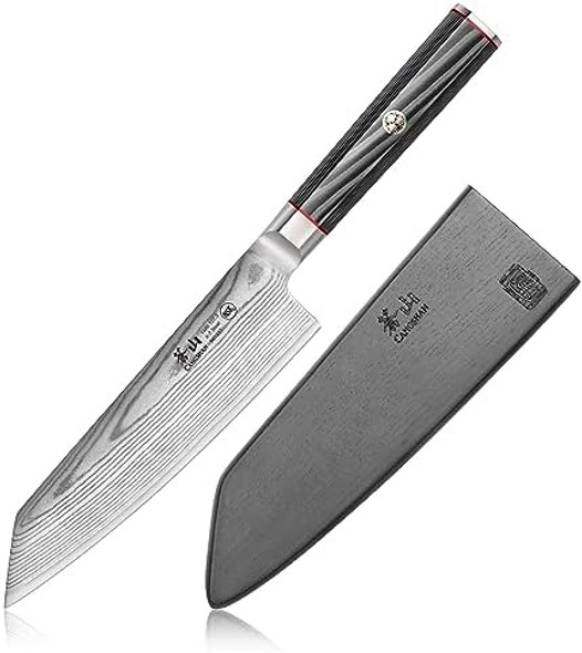 Cangshan Yari Series X-7 Damascus Steel 7-Inch Kiritsuke Knife With Sheath Cangshan Yari Series X-7 Damascus Steel 7-Inch Kiritsuke Knife With Sheath