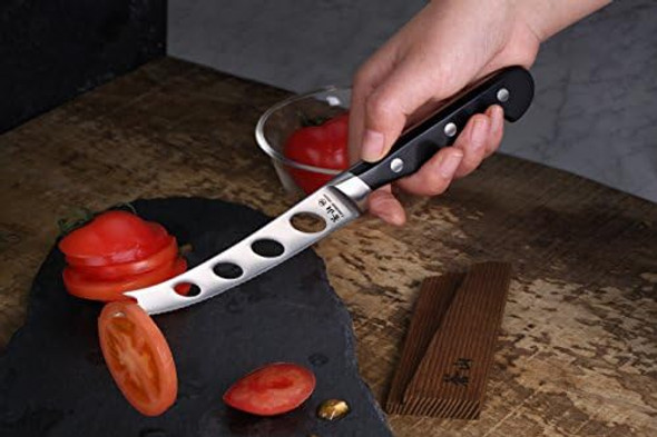 Cangshan TV2 Series 1022964 Swedish 14C28N Steel Forged 5-Inch Tomato/Cheese Knife and Wood Sheath Set