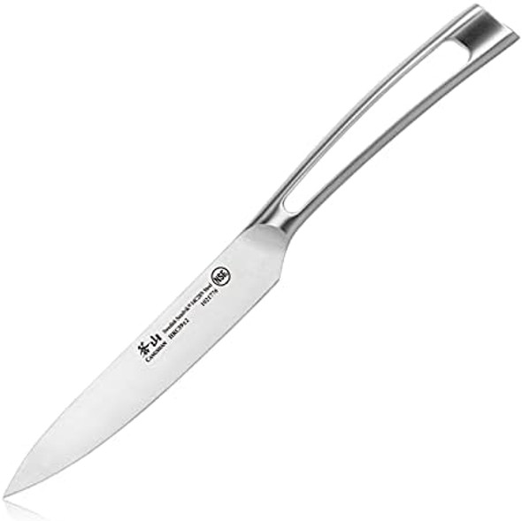 Cangshan Tn1 Series 1021783 Swedish 14C28N Steel Forged 5-Inch Utility Knife And Wood Sheath Set