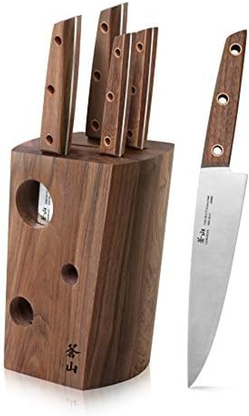 Cangshan W Series 6 Piece German Steel Knife Block Set Walnut Cangshan W Series 6 Piece German Steel Knife Block Set Walnut