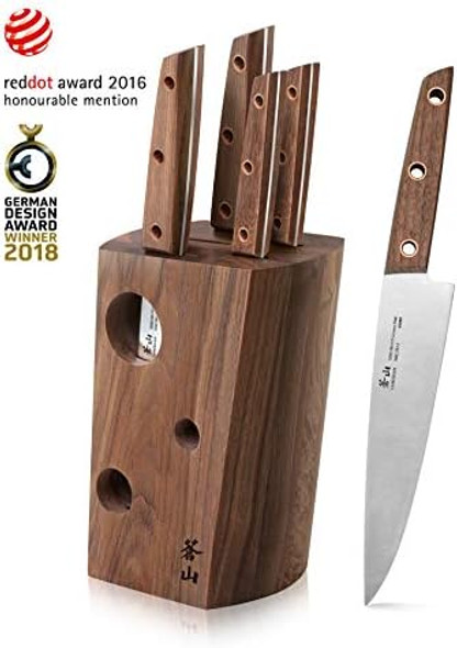 Cangshan W Series 6 Piece German Steel Knife Block Set Walnut Cangshan W Series 6 Piece German Steel Knife Block Set Walnut