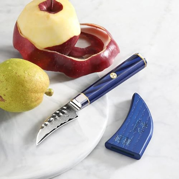 Cangshan Kita Series 2.5 In Peeling Knife With Sheath High-Carbon X-7 Damascus Steel 503879