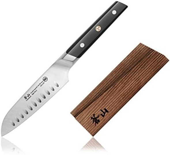 Cangshan Tc Series 1021165 Swedish 14C28N Steel Forged 5-Inch Santoku Knife And Wood Sheath Set