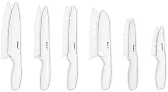 Cuisinart Knife Set 12Pc Ceramic Coated Knife Set With 6 Blades & 6 Blade Guards Lightweight Stainless Steel Durable & Dishwasher Safe (Black)