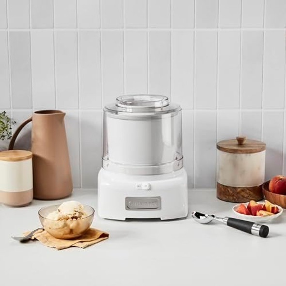 Cuisinart Ice Cream Maker Machine 1.5 Quart Double Insulated Machine Sorbet And Frozen Yogurt Maker Ready In 20 Minutes Ice-21P1 White