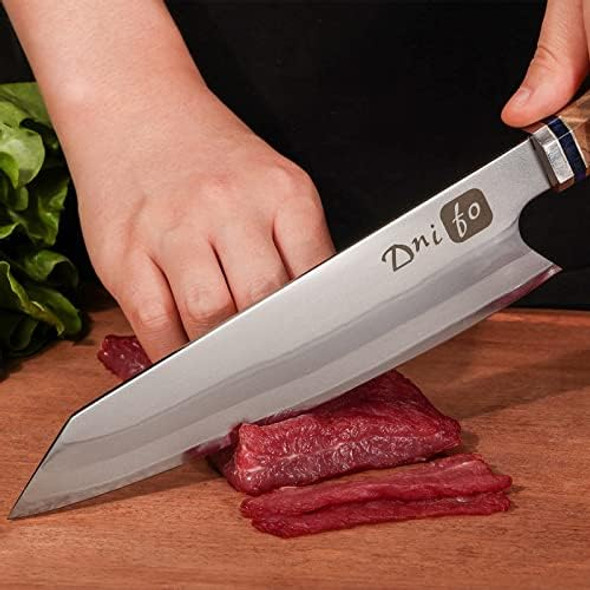 Chef Knife 8-Inch Japanese Kiritsuke Chef Knife Super Sharp Stainless Steel Professional High Carbon Japanese Kitchen Knife Ergonomic Resin Wood Handle With Sheath Box