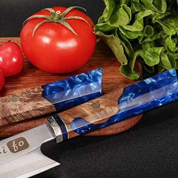 Chef Knife 8-Inch Japanese Kiritsuke Chef Knife Super Sharp Stainless Steel Professional High Carbon Japanese Kitchen Knife Ergonomic Resin Wood Handle With Sheath Box