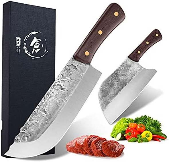 Meat And Vegetable Cleaver Hand Forged Butcher Knife Chef Knife Set Kitchen Knife Pack