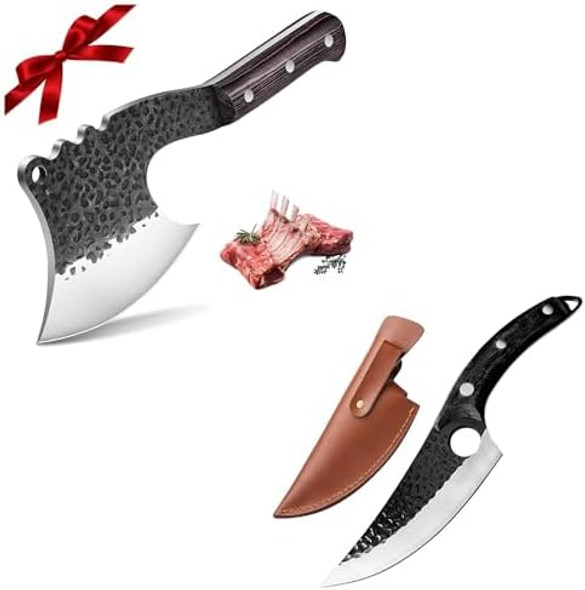 Dream Reach Meat Cleaver Knife Heavy Duty Bone Chopper With Cover Viking Knives Butcher Knife Forged Boning Knives With Sheath For Kitchen Camping Bbq(Black) Dream Reach Meat Cleaver Knife Heavy Duty Bone Chopper With Cover Viking Knives Butcher Knife Forged Boning Knives With Sheath For Kitchen Camping Bbq(Black)