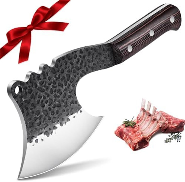 Dream Reach Meat Cleaver Knife Heavy Duty Bone Chopper With Cover Viking Knives Butcher Knife Forged Boning Knives With Sheath For Kitchen Camping Bbq(Black) Dream Reach Meat Cleaver Knife Heavy Duty Bone Chopper With Cover Viking Knives Butcher Knife Forged Boning Knives With Sheath For Kitchen Camping Bbq(Black)