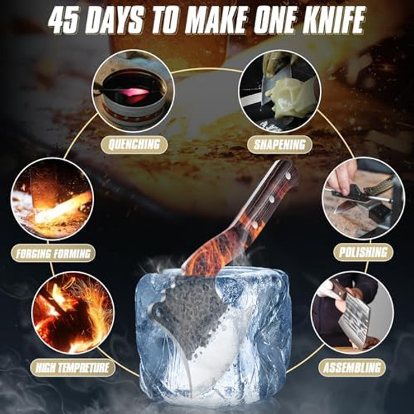 Dream Reach Meat Cleaver Knife Heavy Duty Bone Chopper With CoverStainless Steel Poultry Shears With Serrated Edge - For Chicken Bone Meat Turkey Fish